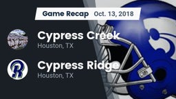 Recap: Cypress Creek  vs. Cypress Ridge  2018