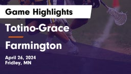 Totino-Grace  vs Farmington  Game Highlights - April 26, 2024