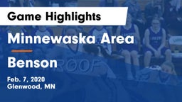 Minnewaska Area  vs Benson  Game Highlights - Feb. 7, 2020