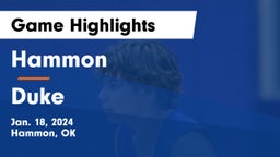 Hammon  vs Duke Game Highlights - Jan. 18, 2024