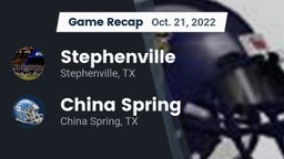 Recap: Stephenville  vs. China Spring  2022