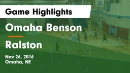 Omaha Benson vs Ralston  Game Highlights - Nov 26, 2016