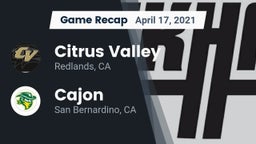 Recap: Citrus Valley  vs. Cajon  2021