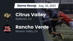 Recap: Citrus Valley  vs. Rancho Verde  2022