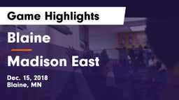 Blaine  vs Madison East Game Highlights - Dec. 15, 2018
