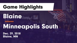 Blaine  vs Minneapolis South  Game Highlights - Dec. 29, 2018