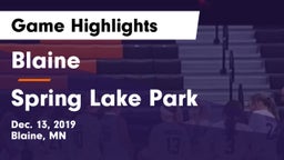 Blaine  vs Spring Lake Park  Game Highlights - Dec. 13, 2019