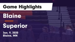 Blaine  vs Superior  Game Highlights - Jan. 9, 2020