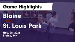 Blaine  vs St. Louis Park  Game Highlights - Nov. 28, 2023