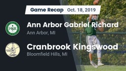 Recap: Ann Arbor Gabriel Richard  vs. Cranbrook Kingswood  2019