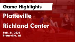 Platteville  vs Richland Center Game Highlights - Feb. 21, 2020