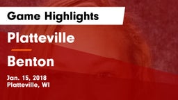 Platteville  vs Benton  Game Highlights - Jan. 15, 2018