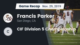 Recap: Francis Parker  vs. CIF Division 5 Championship 2019