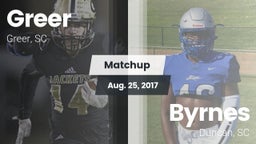 Matchup: Greer  vs. Byrnes  2017