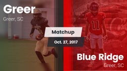 Matchup: Greer  vs. Blue Ridge  2017