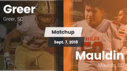 Matchup: Greer  vs. Mauldin  2018