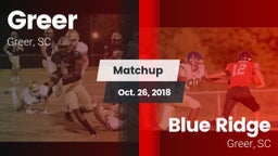 Matchup: Greer  vs. Blue Ridge  2018