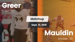 Matchup: Greer  vs. Mauldin  2019