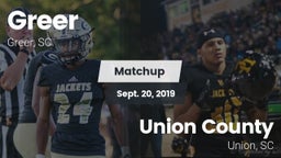 Matchup: Greer  vs. Union County  2019
