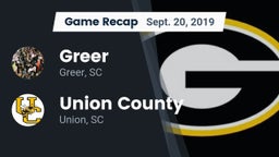 Recap: Greer  vs. Union County  2019