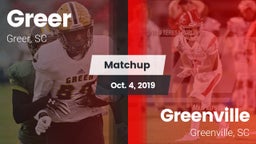 Matchup: Greer  vs. Greenville  2019