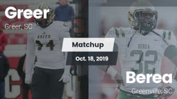 Matchup: Greer  vs. Berea  2019