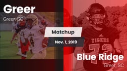 Matchup: Greer  vs. Blue Ridge  2019