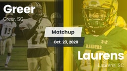 Matchup: Greer  vs. Laurens  2020