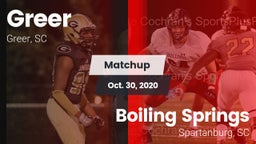 Matchup: Greer  vs. Boiling Springs  2020