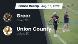 Recap: Greer  vs. Union County  2022