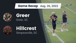 Recap: Greer  vs. Hillcrest  2022