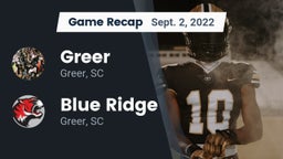 Recap: Greer  vs. Blue Ridge  2022