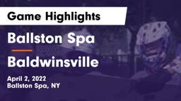 Ballston Spa  vs Baldwinsville Game Highlights - April 2, 2022