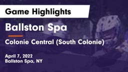 Ballston Spa  vs Colonie Central  (South Colonie) Game Highlights - April 7, 2022