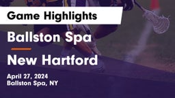 Ballston Spa  vs New Hartford  Game Highlights - April 27, 2024