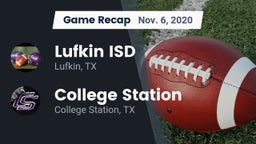 Recap: Lufkin ISD vs. College Station  2020