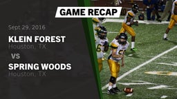 Recap: Klein Forest  vs. Spring Woods  2016