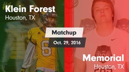 Matchup: Klein Forest High vs. Memorial  2016