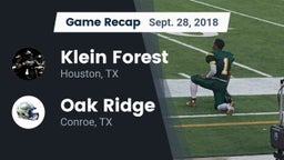 Recap: Klein Forest  vs. Oak Ridge  2018