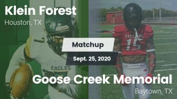 Matchup: Klein Forest High vs. Goose Creek Memorial  2020