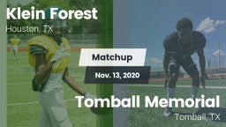 Matchup: Klein Forest High vs. Tomball Memorial  2020