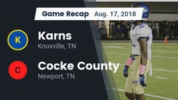 Recap: Karns  vs. Cocke County  2018