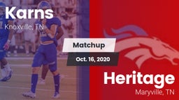 Matchup: Karns  vs. Heritage  2020