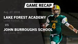 Recap: Lake Forest Academy  vs. John Burroughs School 2016
