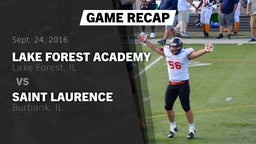 Recap: Lake Forest Academy  vs. Saint Laurence  2016