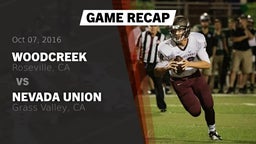 Recap: Woodcreek  vs. Nevada Union  2016