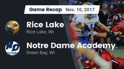 Recap: Rice Lake  vs. Notre Dame Academy 2017
