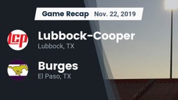 Recap: Lubbock-Cooper  vs. Burges  2019