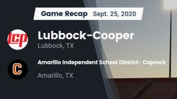 Recap: Lubbock-Cooper  vs. Amarillo Independent School District- Caprock  2020