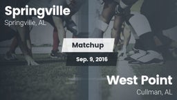 Matchup: Springville High vs. West Point  2016